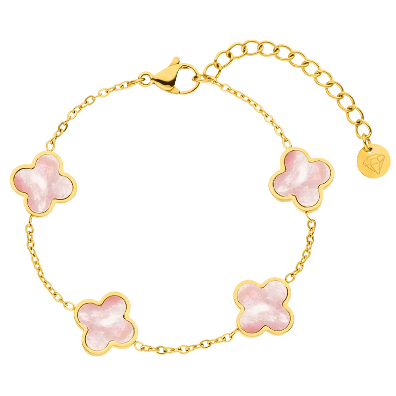 Rosa Perlmutt Clover Armband | 18K vergoldet