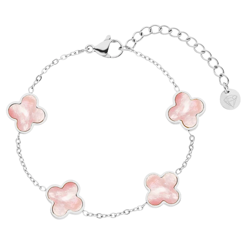 Rosa Perlmutt Clover Armband | 18K vergoldet