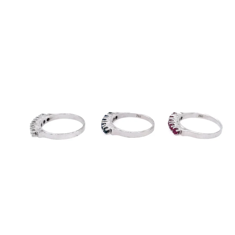 Set aus 3 Ringen Weissgold 750 mit Saphiren, Rubinen & Brillanten
