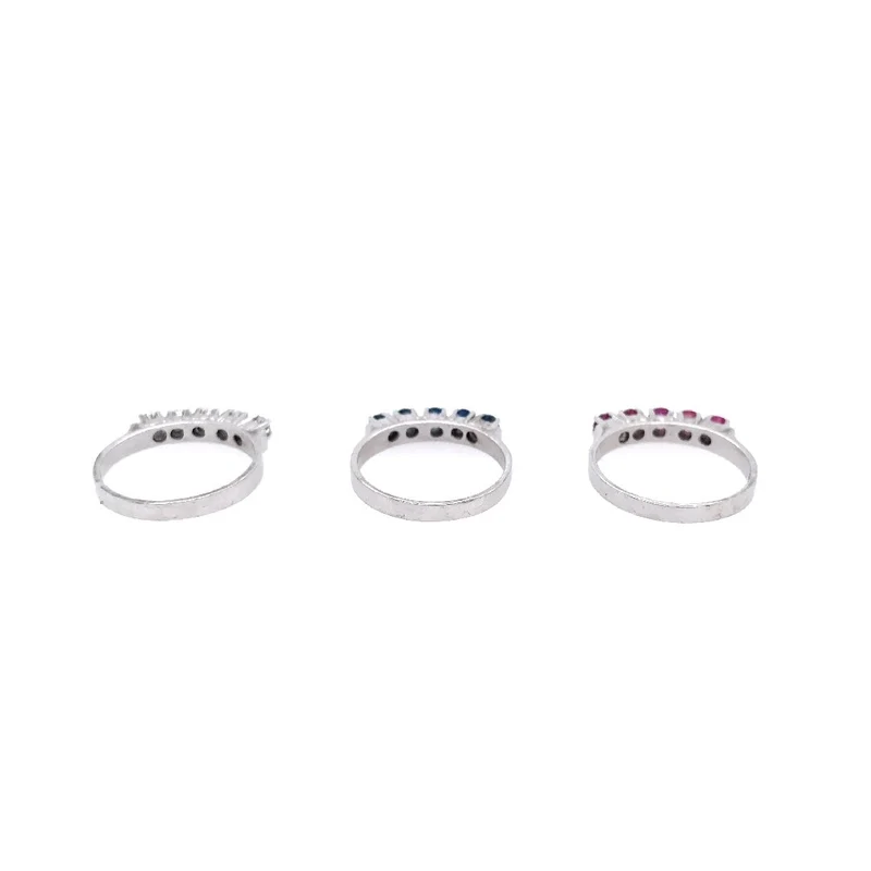 Set aus 3 Ringen Weissgold 750 mit Saphiren, Rubinen & Brillanten