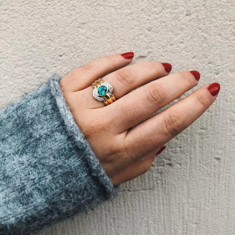 Ring Gelbgold 750 mit Topas & Brillanten