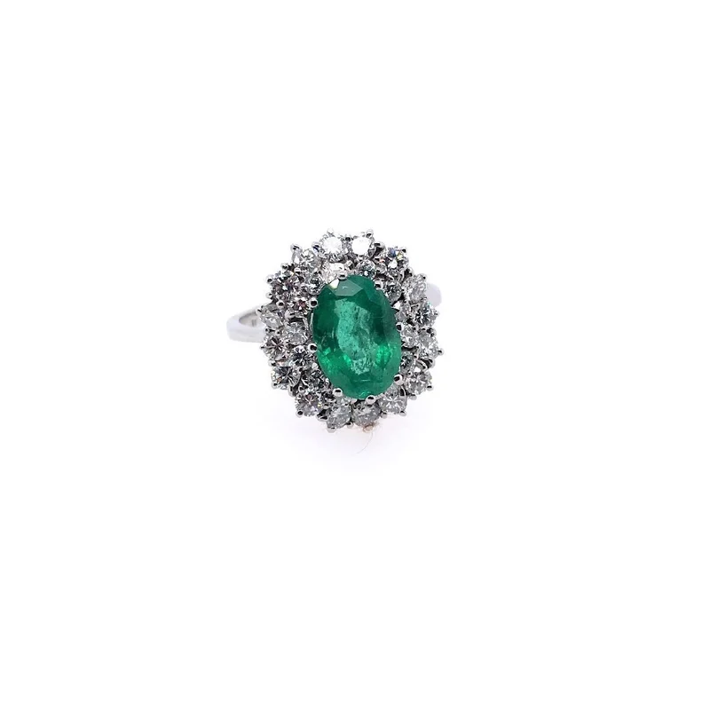 Ring Weissgold 750 mit grossem Smaragd & Brillanten