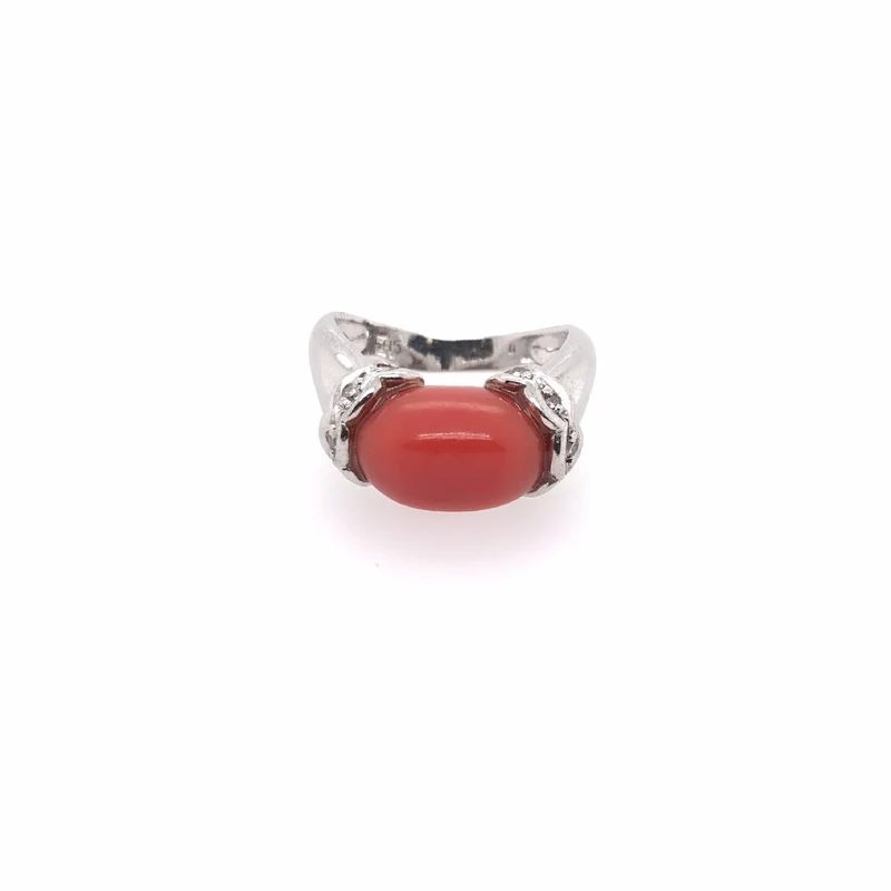 Korall-Ring Weissgold 585
