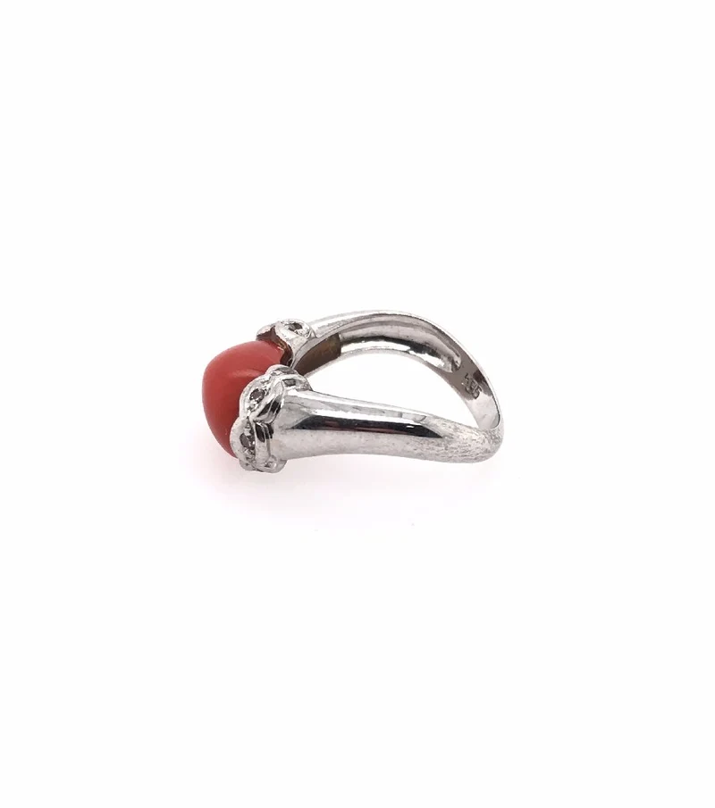 Korall-Ring Weissgold 585