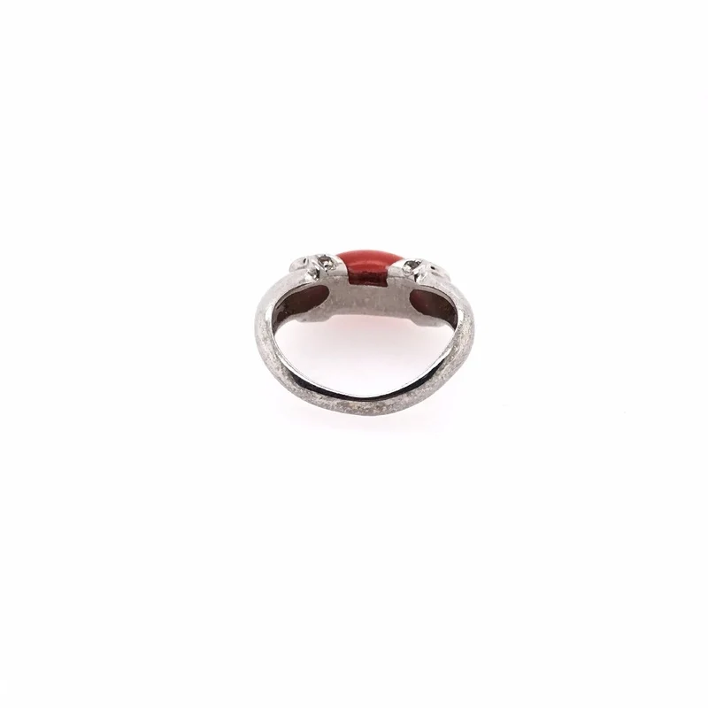 Korall-Ring Weissgold 585