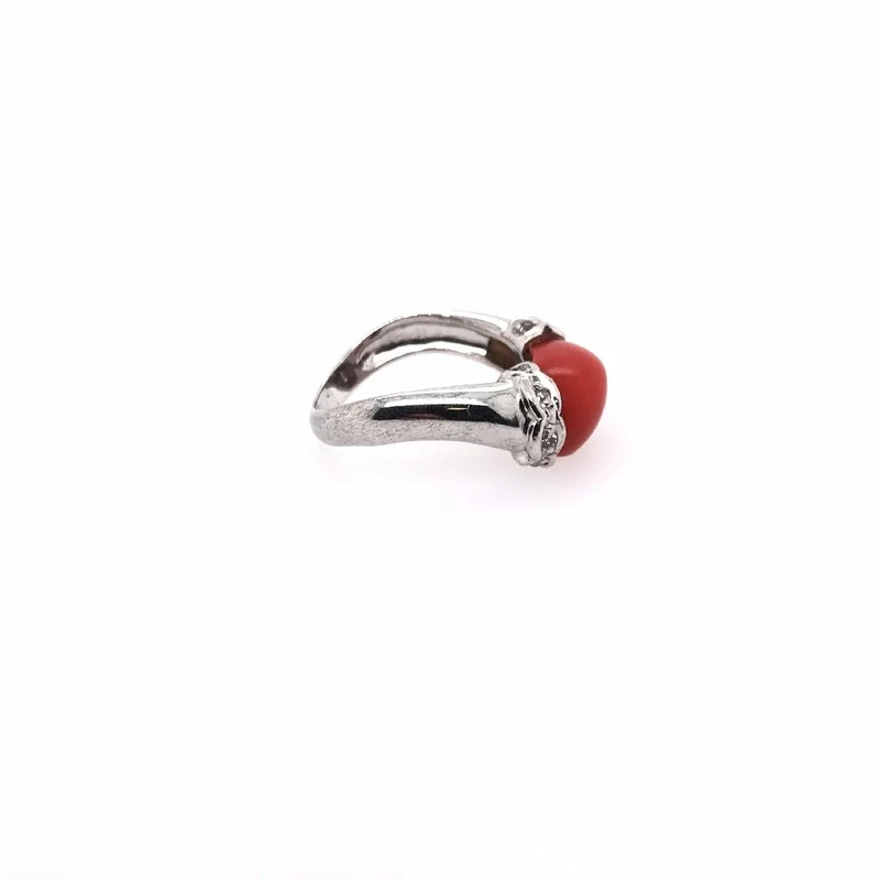 Korall-Ring Weissgold 585
