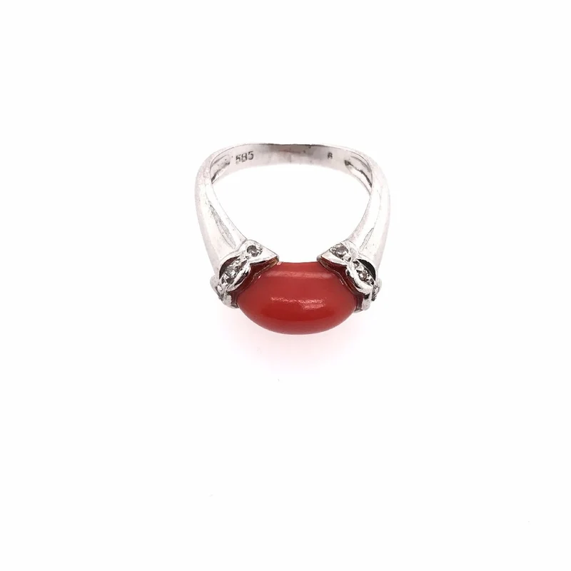 Korall-Ring Weissgold 585