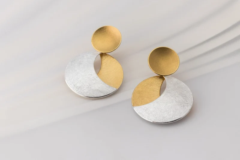 925er Silber Ohrhänger Vergoldet DECO ECHO E 048701