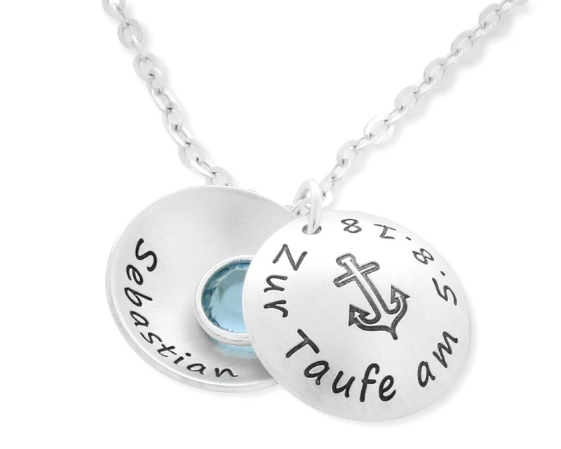 TAUFSCHMUCK 925 SILBER, MEDAILLON MIT GRAVUR, KETTE MIT NAMEN