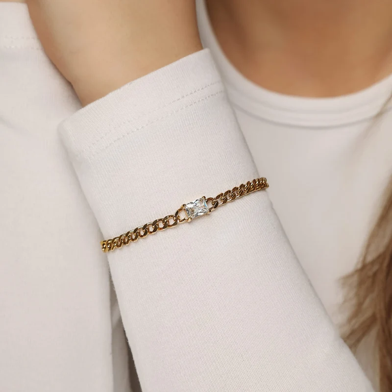 Single Stone Armband | 18K vergoldet