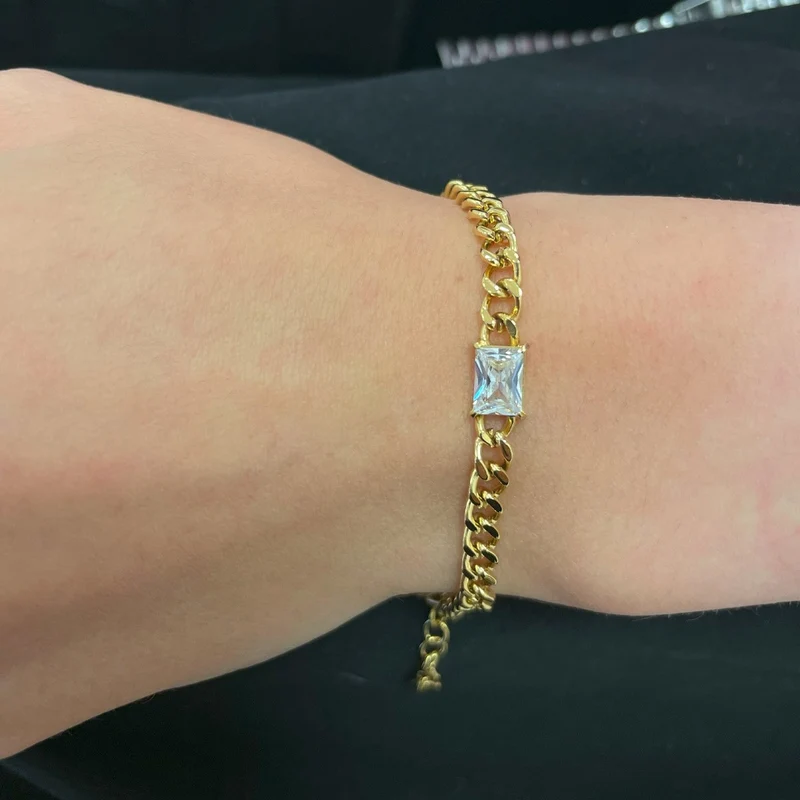 Single Stone Armband | 18K vergoldet