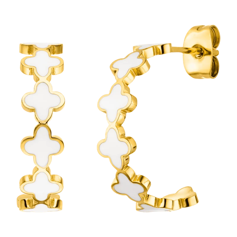 White Clovers Hoops | 18K vergoldet