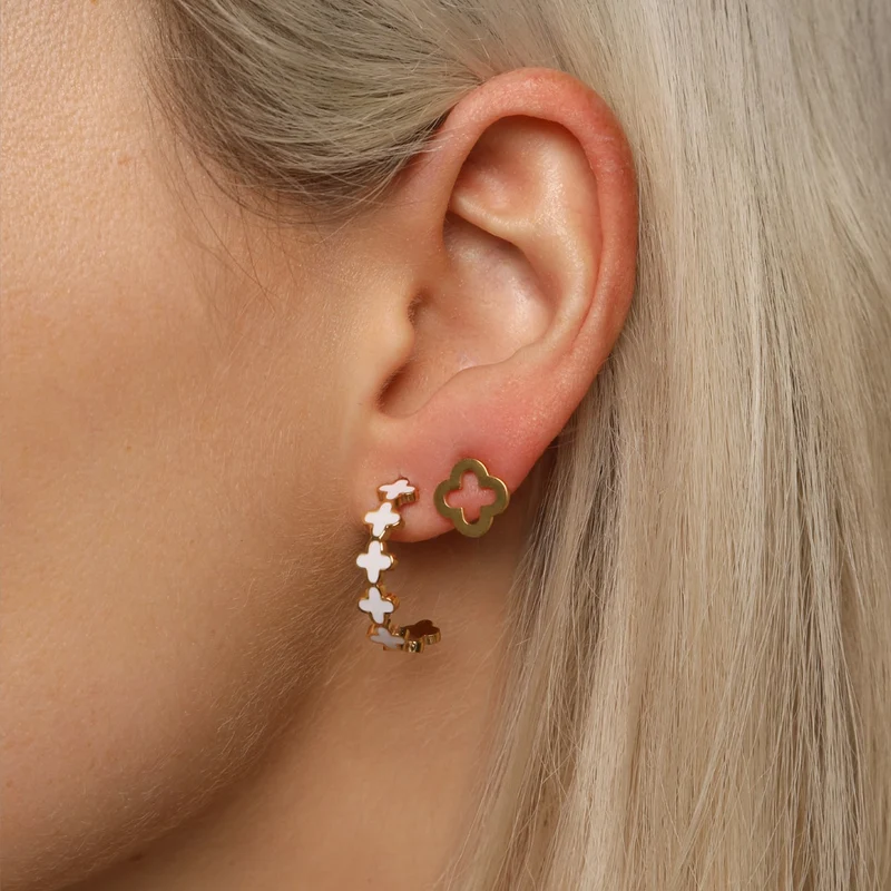 White Clovers Hoops | 18K vergoldet