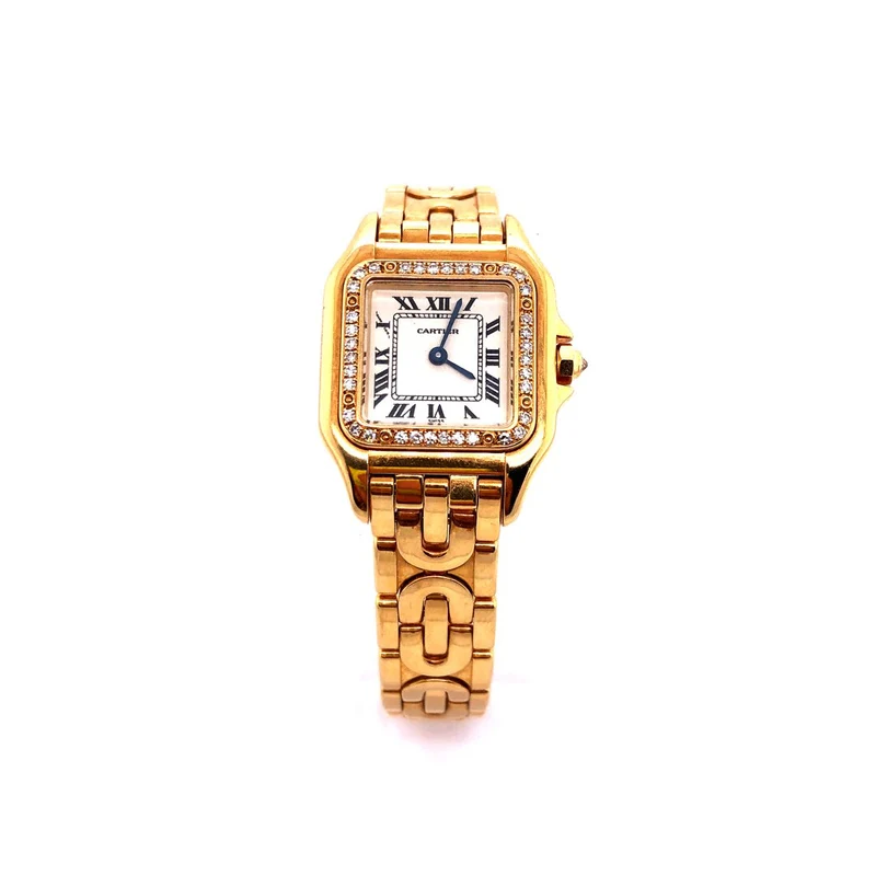 Gebrauchte Luxusuhr - Cartier Panthère Gelbgold mit Diamantlünette