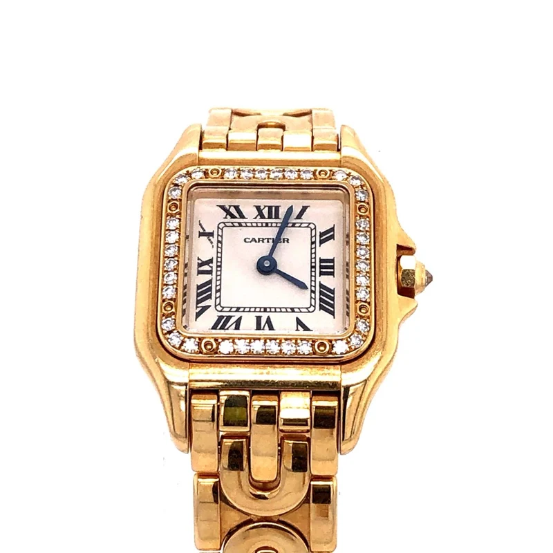 Gebrauchte Luxusuhr - Cartier Panthère Gelbgold mit Diamantlünette