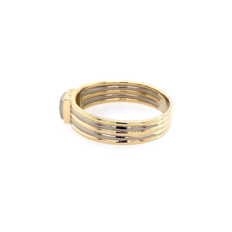 Solitaire Bicolor Gold 750 mit Diamant in Princess Cut, 0,7 ct
