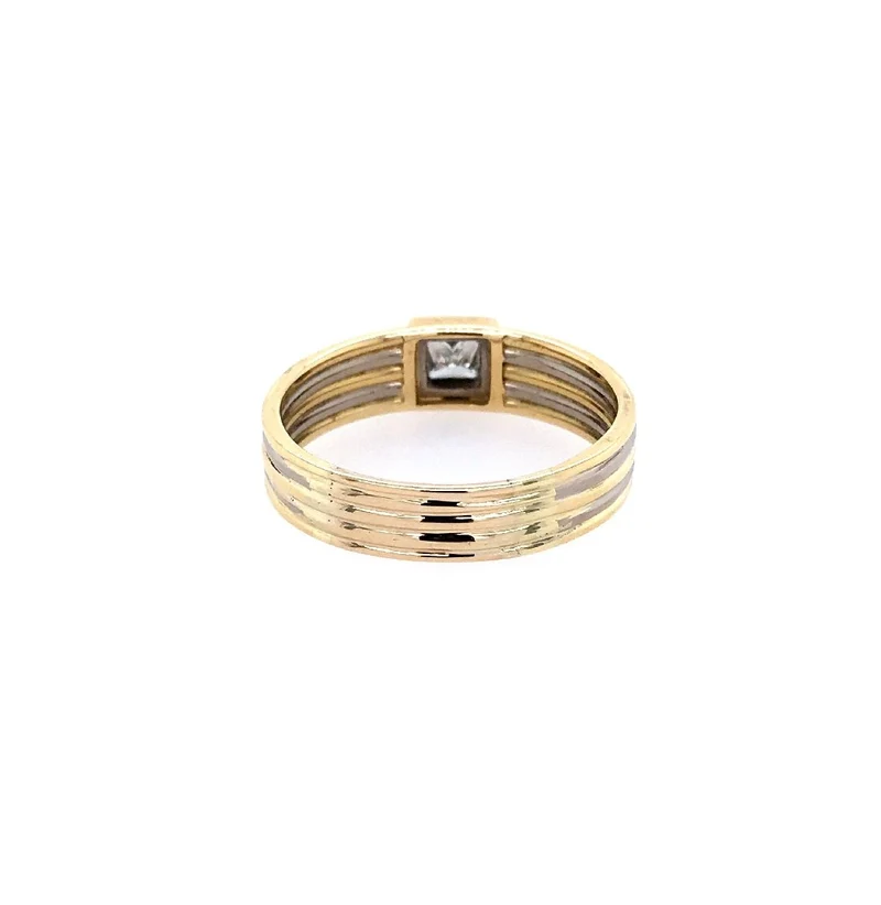 Solitaire Bicolor Gold 750 mit Diamant in Princess Cut, 0,7 ct
