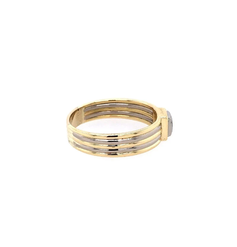Solitaire Bicolor Gold 750 mit Diamant in Princess Cut, 0,7 ct