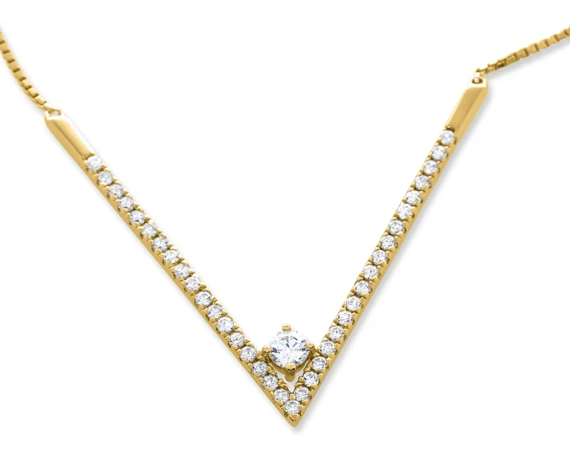 ELEGANTE HALSKETTE MIT ZIRKONIA VERGOLDET, DAMENSCHMUCK VERGOLDET
