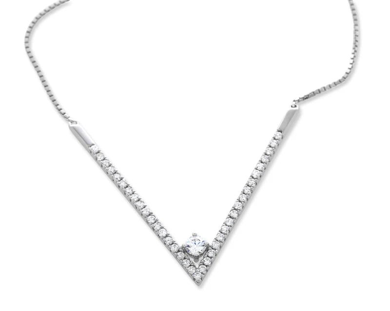 STATEMENT KETTE MIT V-ANHÄNGER, SILBERKETTE, SILBERSCHMUCK 925