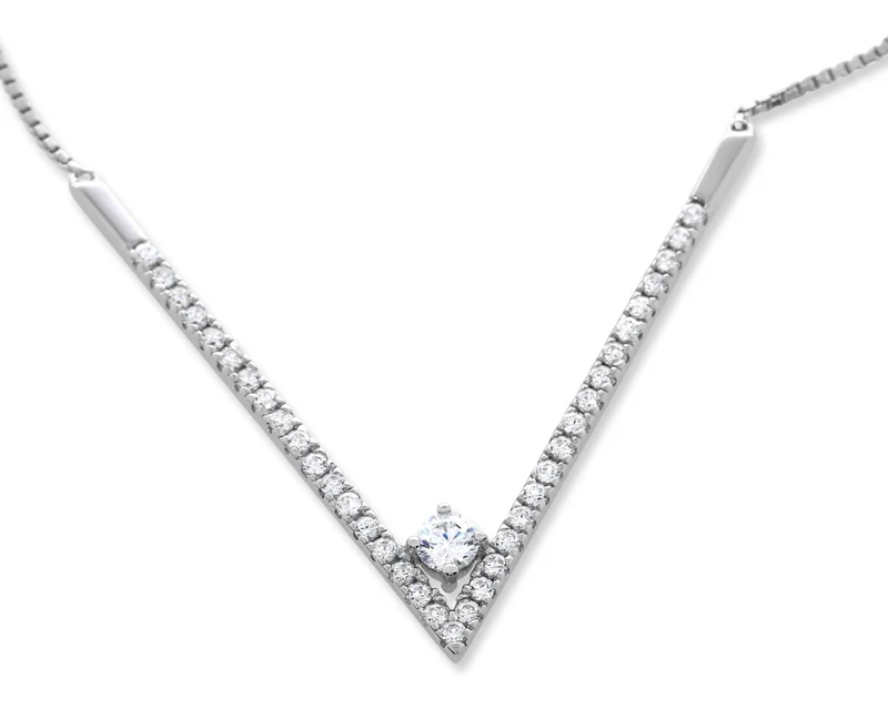STATEMENT KETTE MIT V-ANHÄNGER, SILBERKETTE, SILBERSCHMUCK 925