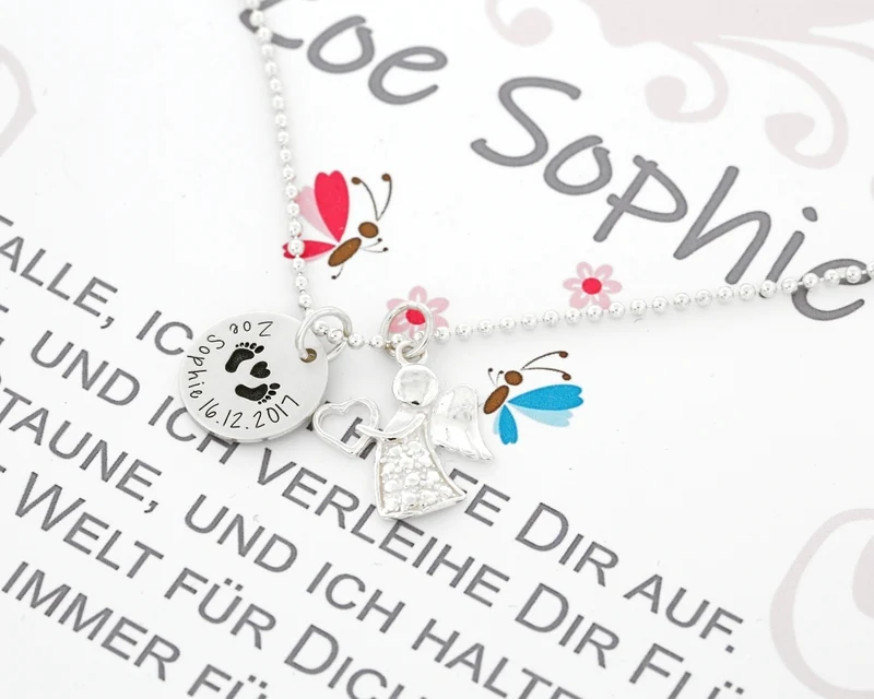 NAMENSKETTE 925 SILBER, GESCHENK SCHACHTEL, SCHUTZENGEL