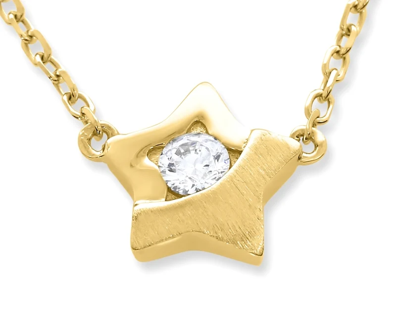 KETTE MIT STERN ANHÄNGER VERGOLDET DAMENKETTE STERN GOLD