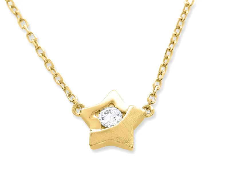 KETTE MIT STERN ANHÄNGER VERGOLDET DAMENKETTE STERN GOLD