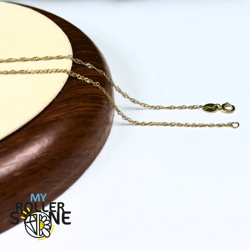 Singapur-Gliederkette aus 925er Sterlingsilber, plattiert mit 18 Karat Gold (45,7 cm)