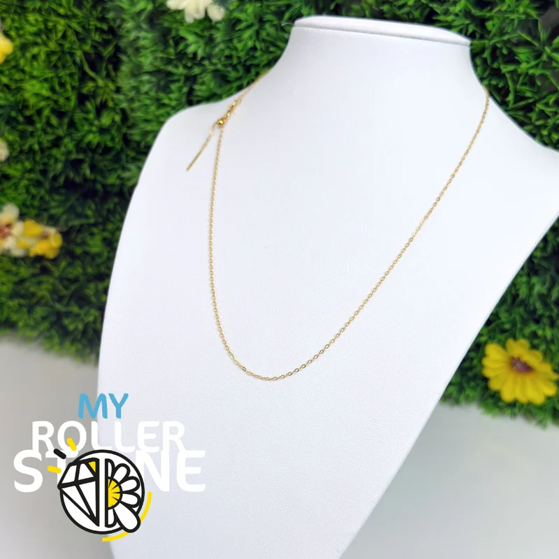 Verstellbare Kette aus 925er Sterlingsilber mit verschiebbarer Perle, 18 Karat vergoldet (46 cm)