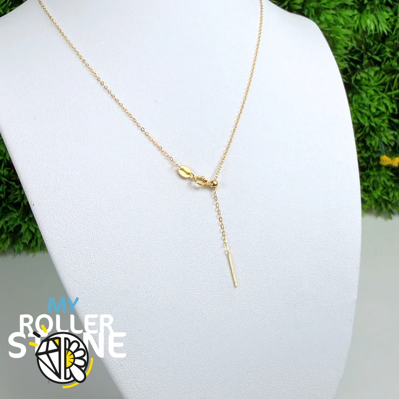 Verstellbare Kette aus 925er Sterlingsilber mit verschiebbarer Perle, 18 Karat vergoldet (46 cm)