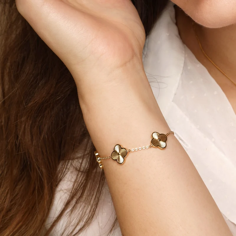 Shine Clover Armband | 18K vergoldet