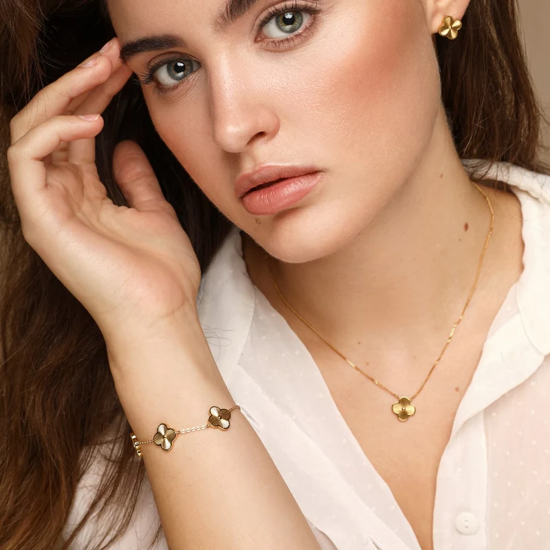 Shine Clover Armband | 18K vergoldet