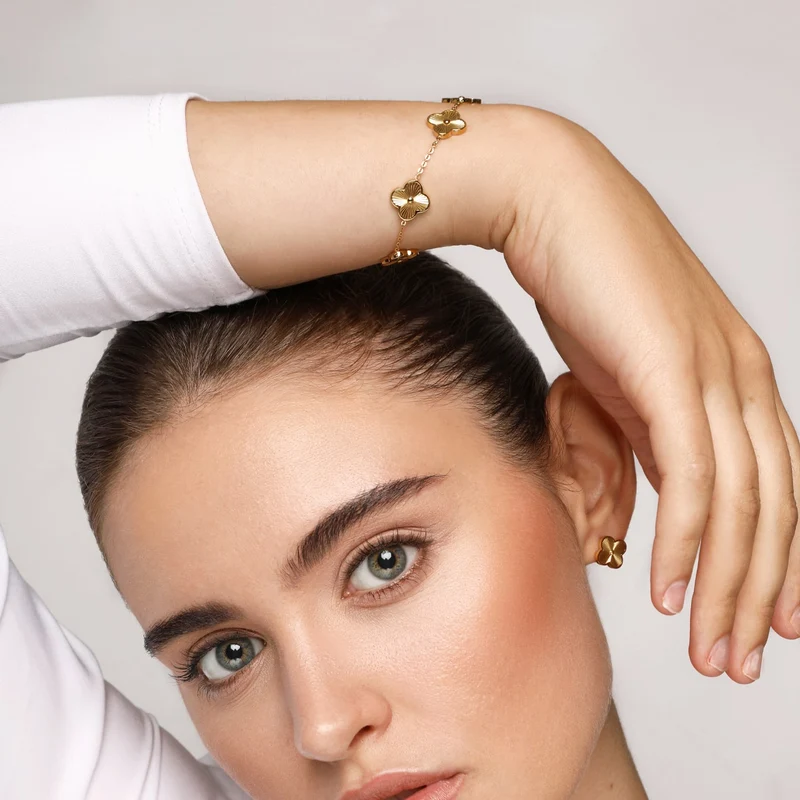Shine Clover Armband | 18K vergoldet