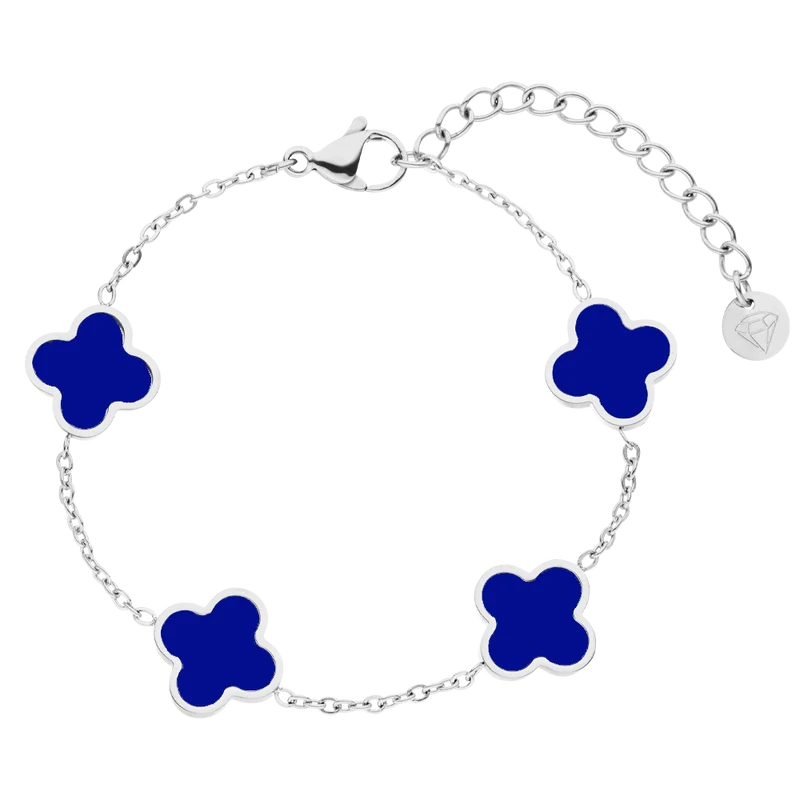 Blue Clover Armband | 18K vergoldet