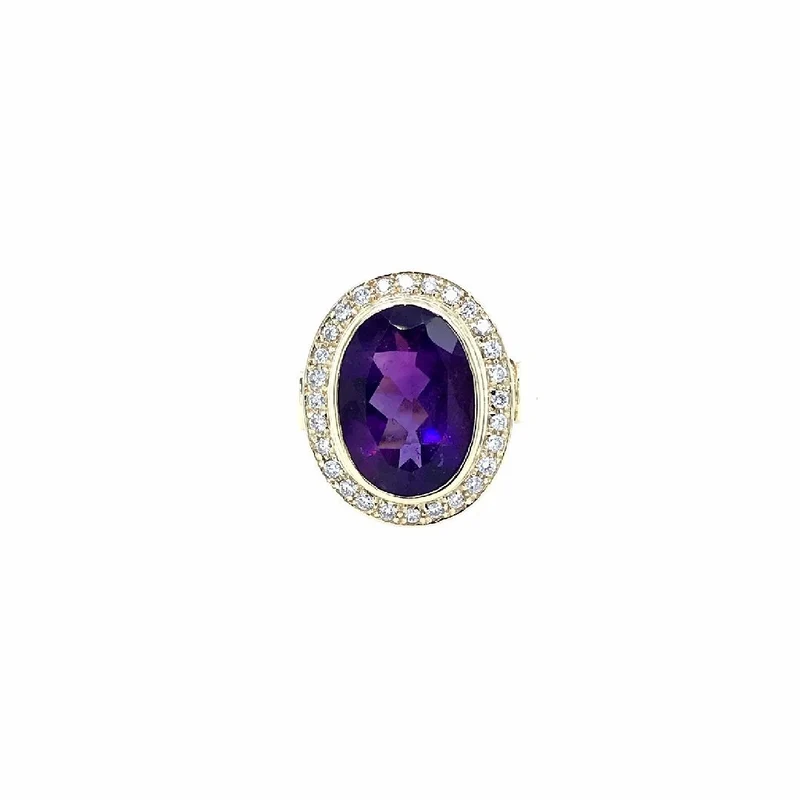 Ring Gelbgold 585 mit Amethyst & Brillanten