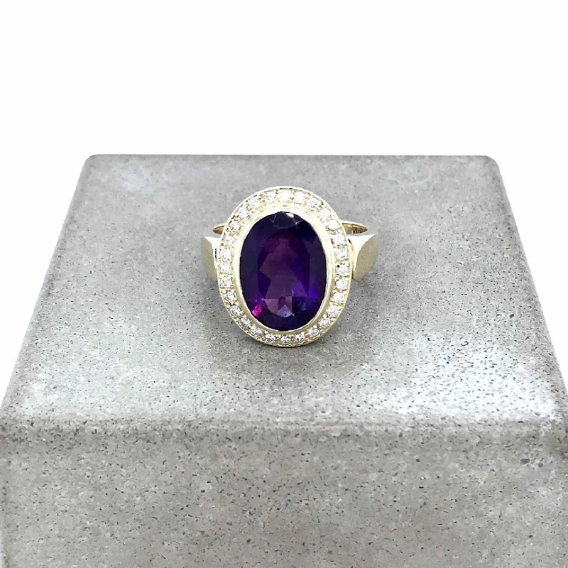 Ring Gelbgold 585 mit Amethyst & Brillanten