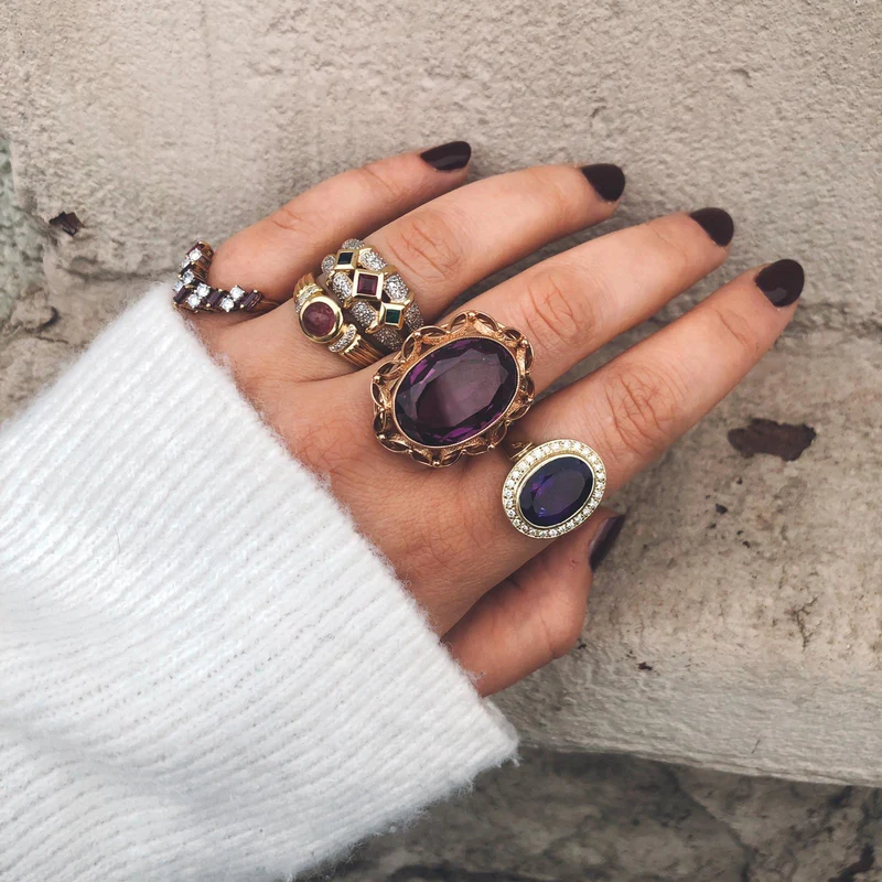 Ring Gelbgold 585 mit Amethyst & Brillanten