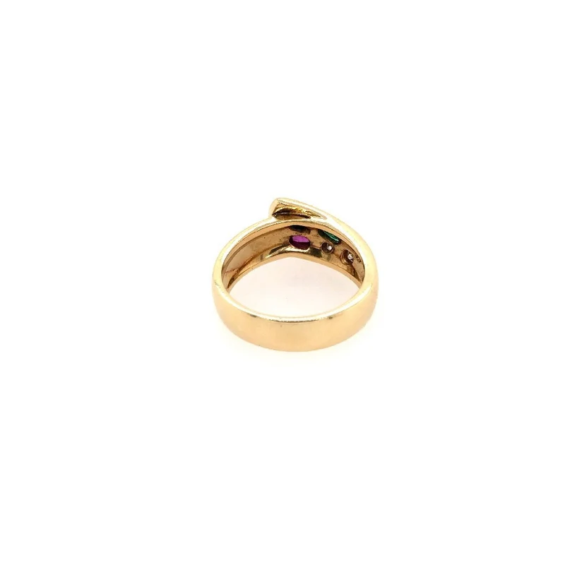 Ring Gelbgold 750 mit Smaragd, Saphir, Rubin & Brillanten