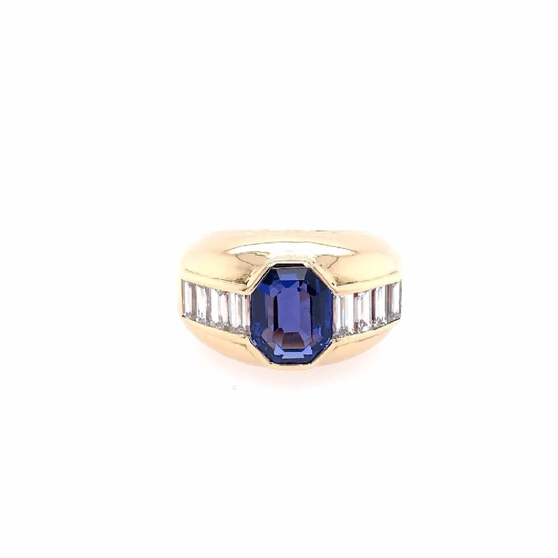 Ring Gelbgold 750 mit Safir & Diamanten