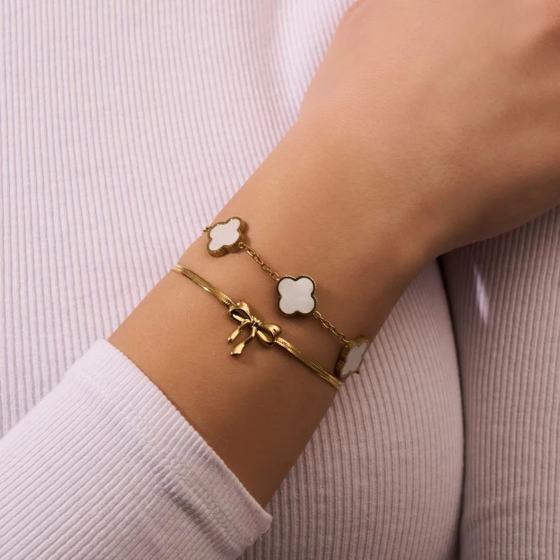 Sleek Ribbon Armband 14K Vergoldet
