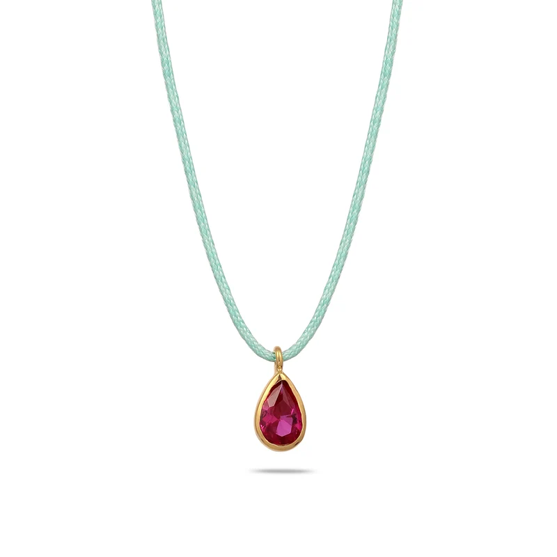 Halskette Tropfen | Synthetischer Rubin (Pink)