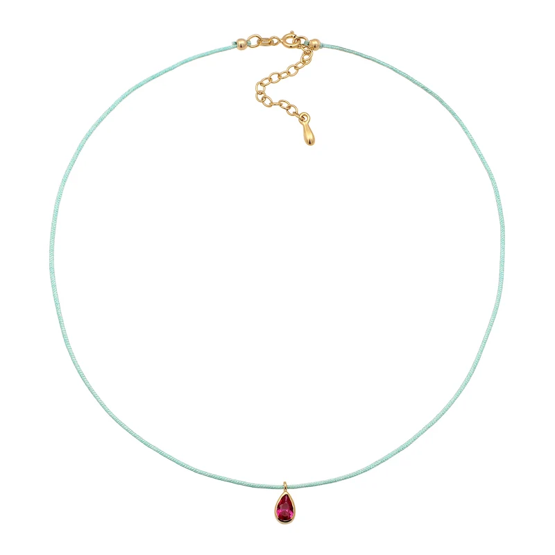 Halskette Tropfen | Synthetischer Rubin (Pink)