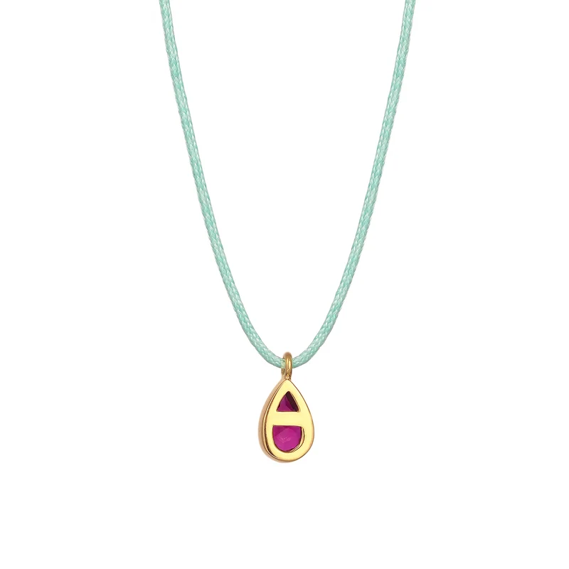 Halskette Tropfen | Synthetischer Rubin (Pink)