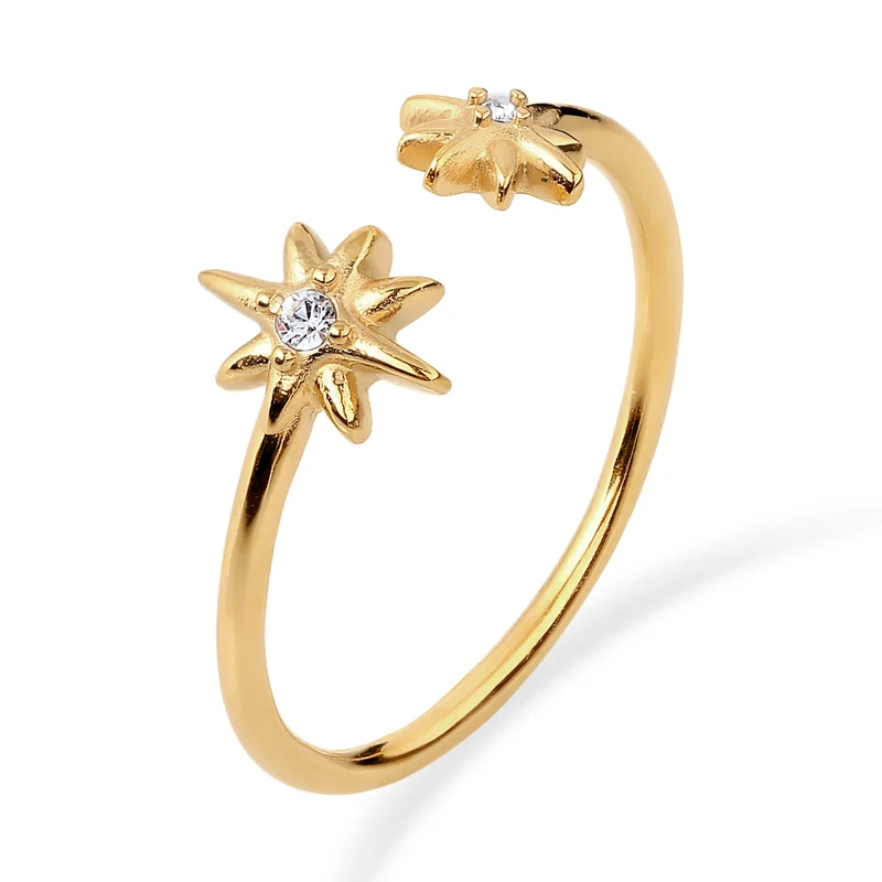 Ring Offen Stern | Mit Kristallen von Swarovski® (Weiß)
