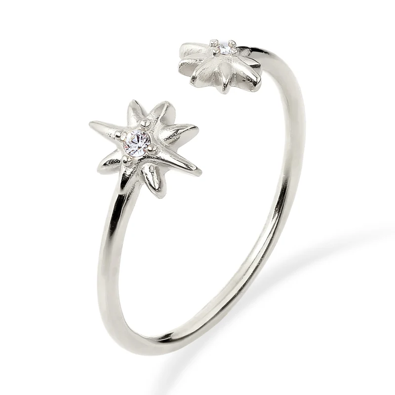 Ring Offen Stern | Mit Kristallen von Swarovski® (Weiß)