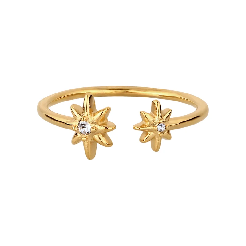 Ring Offen Stern | Mit Kristallen von Swarovski® (Weiß)