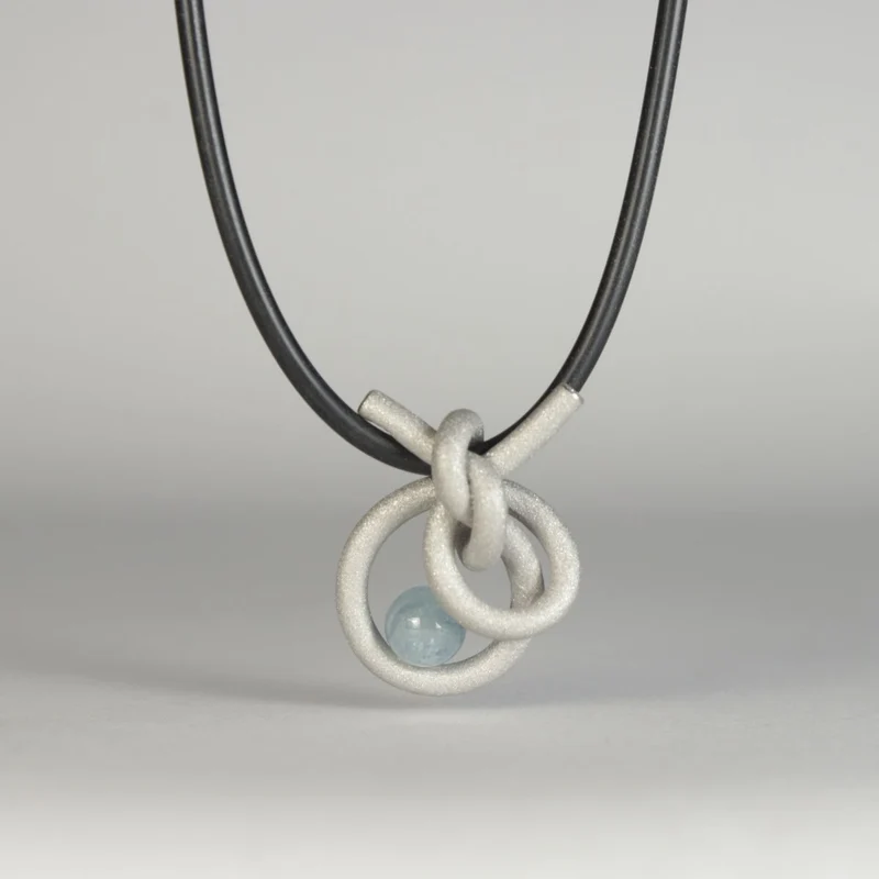 925er Silber Anhänger Knotenschmuck Perl Schlaufe Knoten ANH-P23 Aquamarin