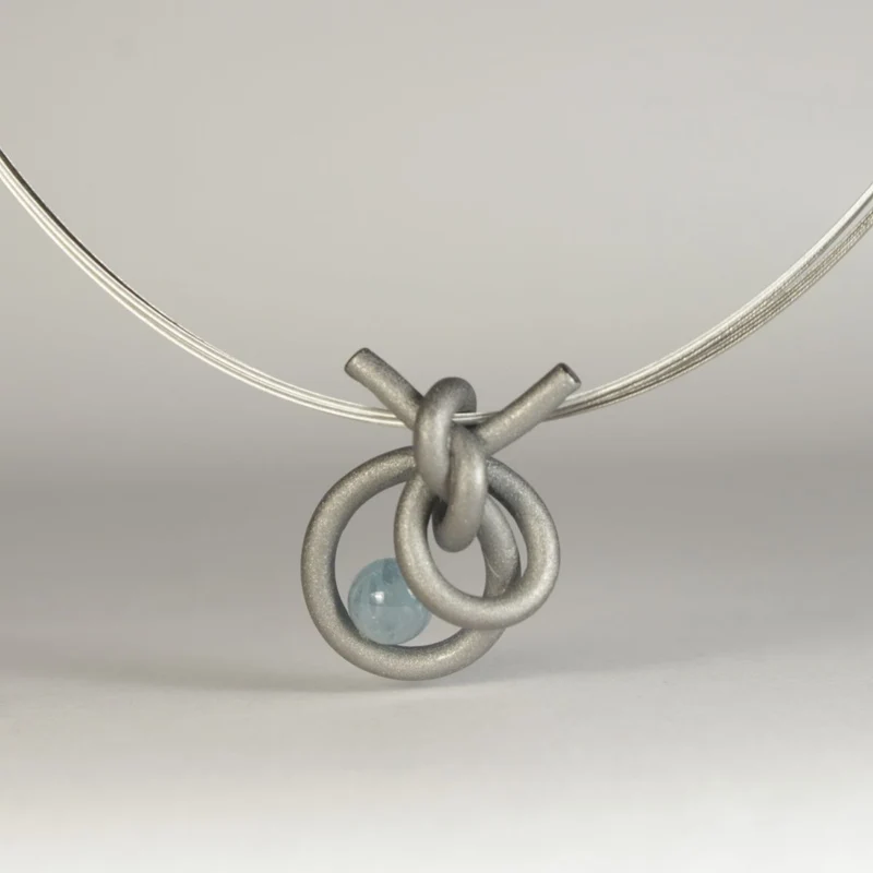 925er Silber Anhänger Knotenschmuck Perl Schlaufe Knoten ANH-P23 Aquamarin