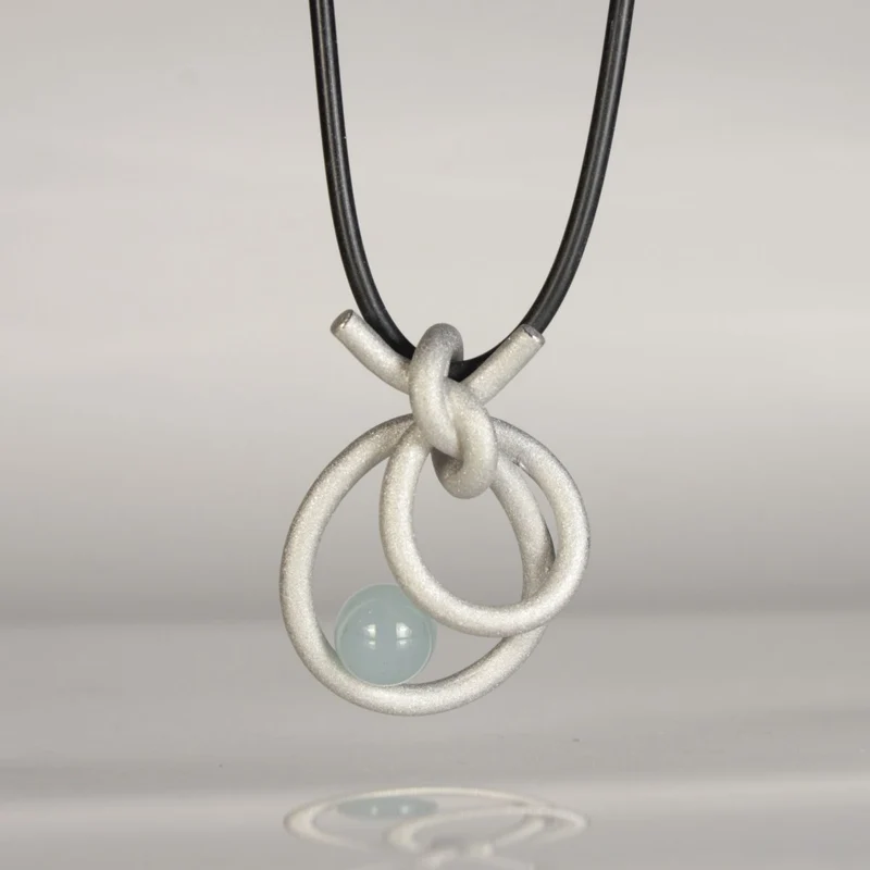 925er Silber Anhänger Knotenschmuck Perl Schlaufe Knoten ANH-P22 Aquamarin